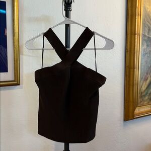 Aritzia Babton Ribbed Sculpt Cross-Back Top